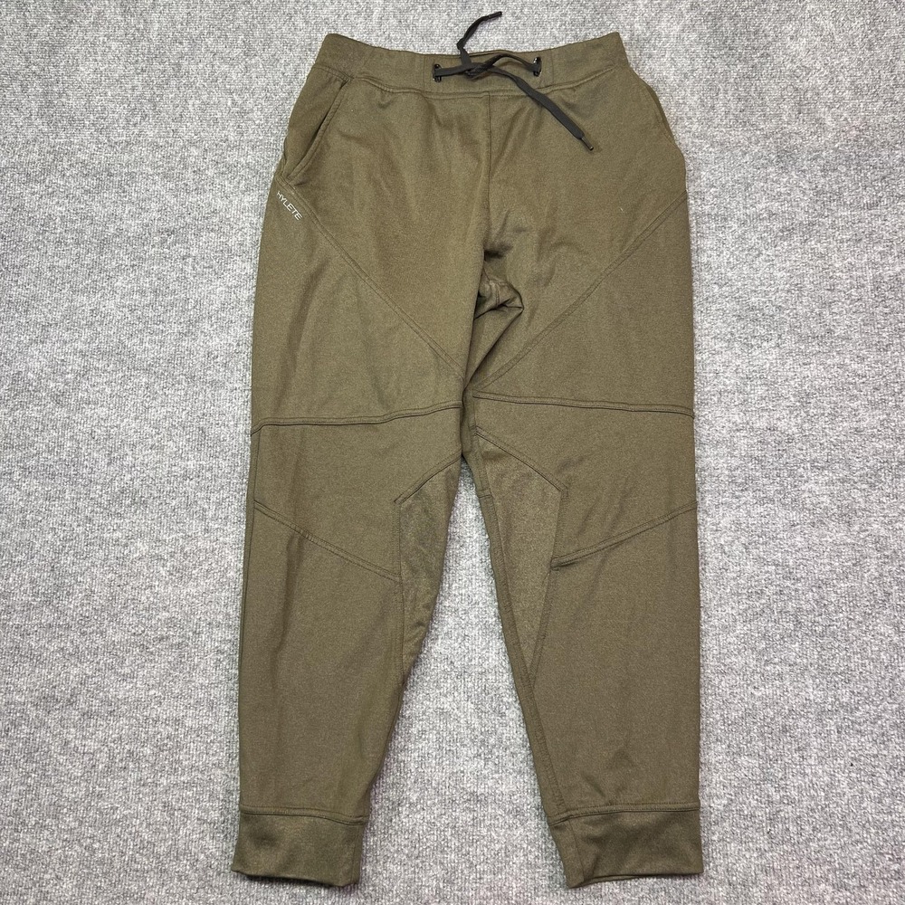 HYLETE Jogger Pants Mens Small Green Knit Elastic Waist Zip Pockets Athletic